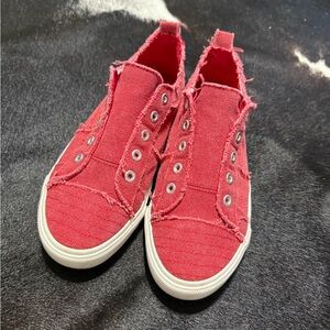Red Canvas Slip-On Sneakers